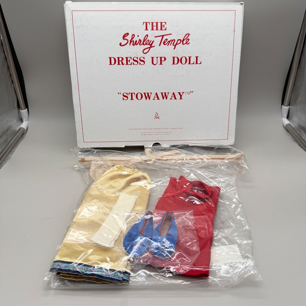 Danbury Mint Shirley Temple Stowaway Dress Up Doll Outfit Red Gold Blue NOS